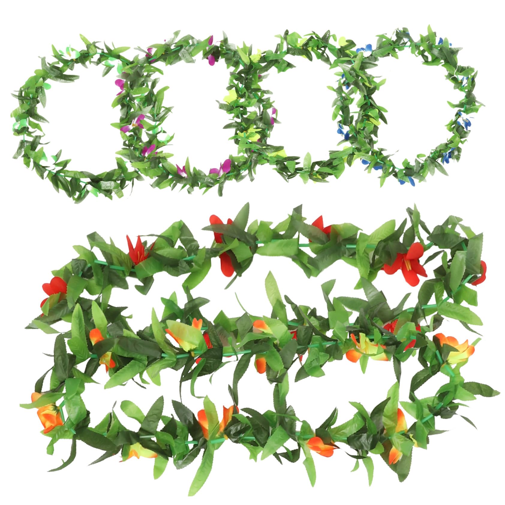 Leus hawaianos de flores artificiales para disfraces de adultos en fiestas tropicales
