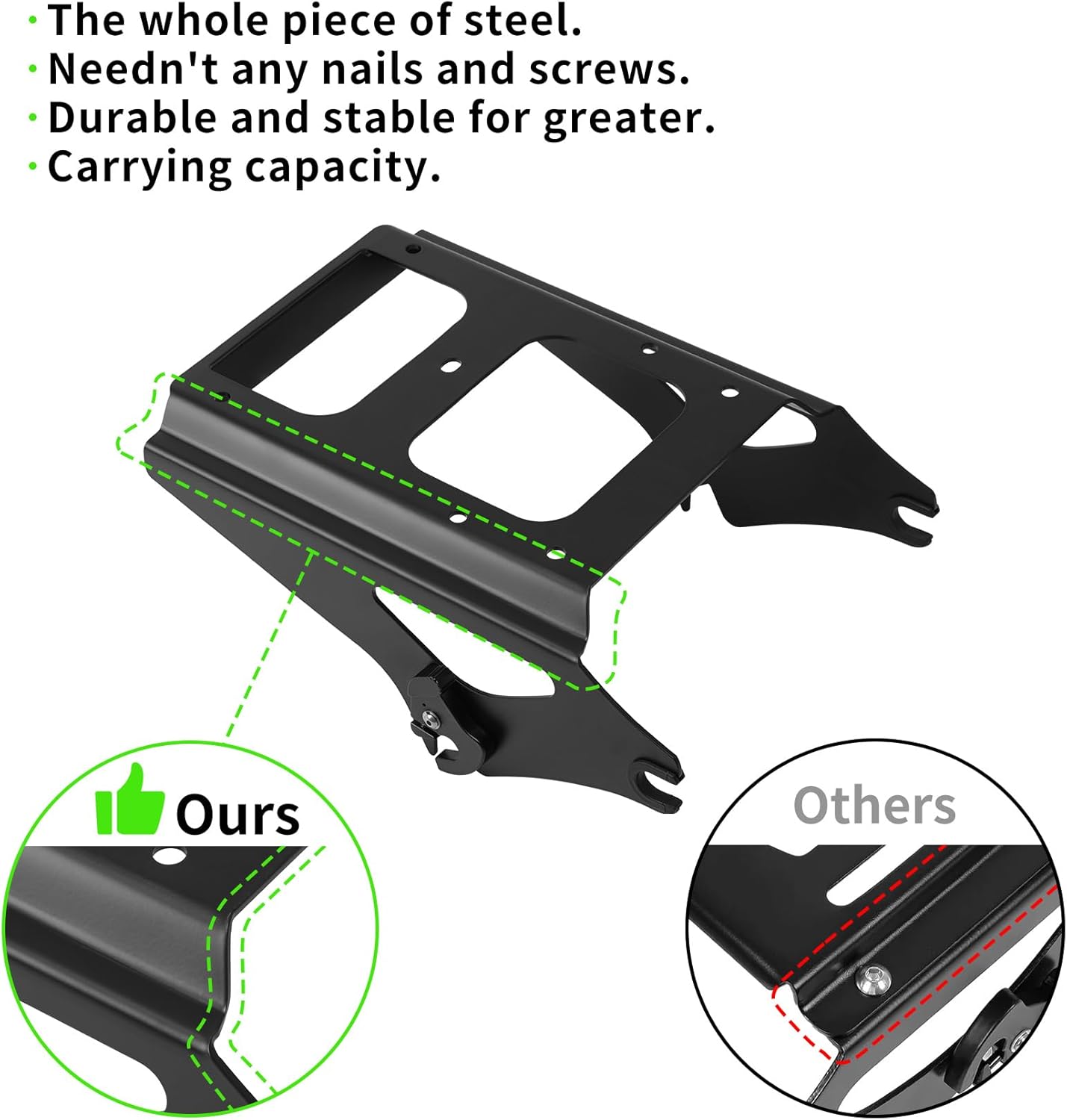 XFMT Motorcycles Black Detachable Two Up Luggage Rack Trunk Mount Bracket For 2009-2013 Harley Touring Road King Street Glide Road Glide Electra Glide