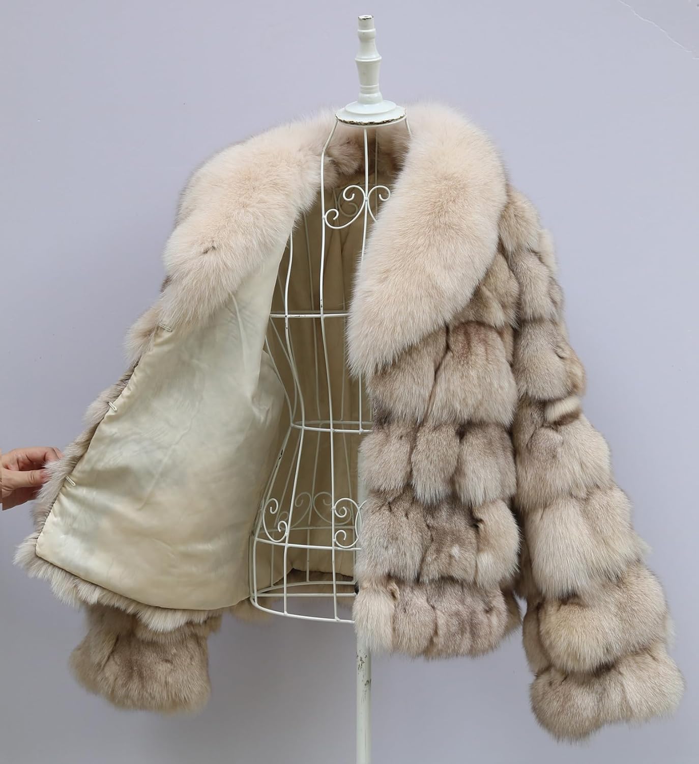 Women's Genuine Fox Fur Coat Thick Warm Fur Jacket Winter Outerwear - Image 3