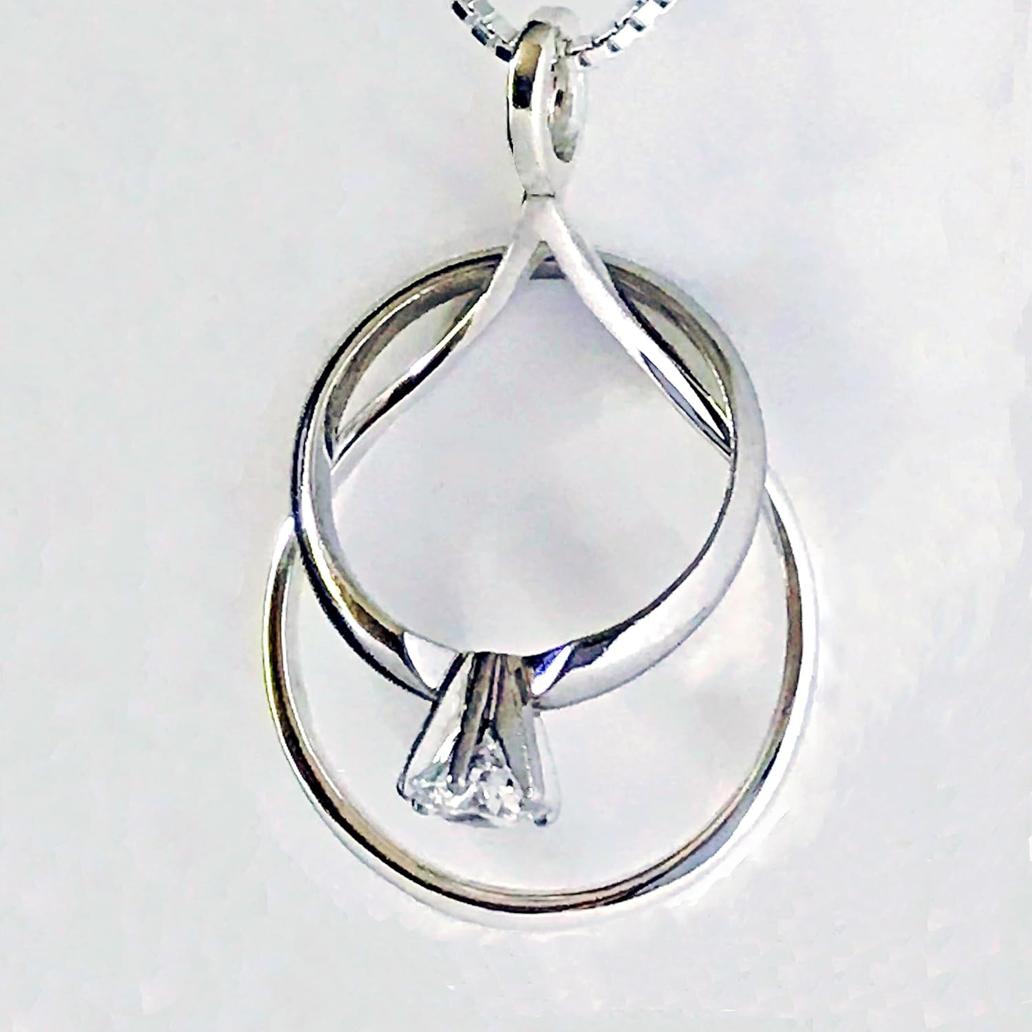 Ali C Art Genuine 925 Sterling Silver Teardrop Shaped Ring Holder Necklace - Isla Model - Pendant Handcrafted in USA