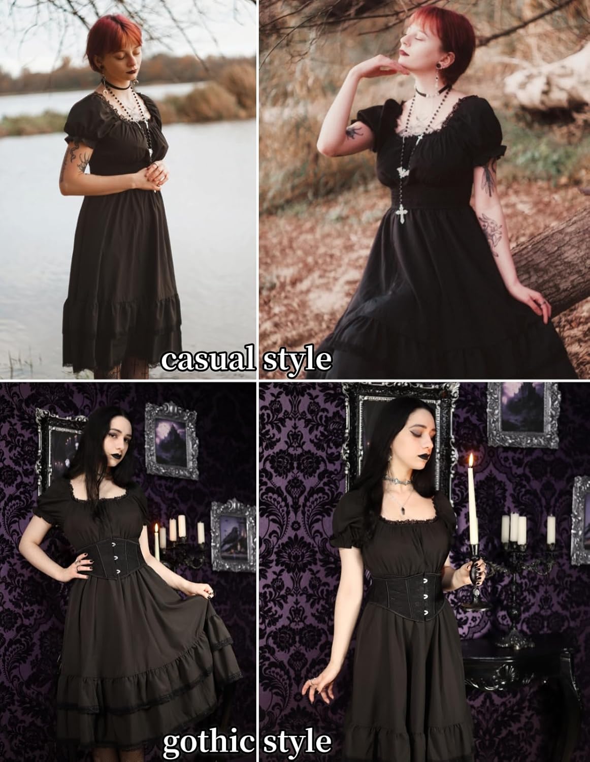 SCARLET DARKNESS Gothic Pirate Corset Dress for Women Summer Vintage Square Neck Renaissance Dresses - Image 7