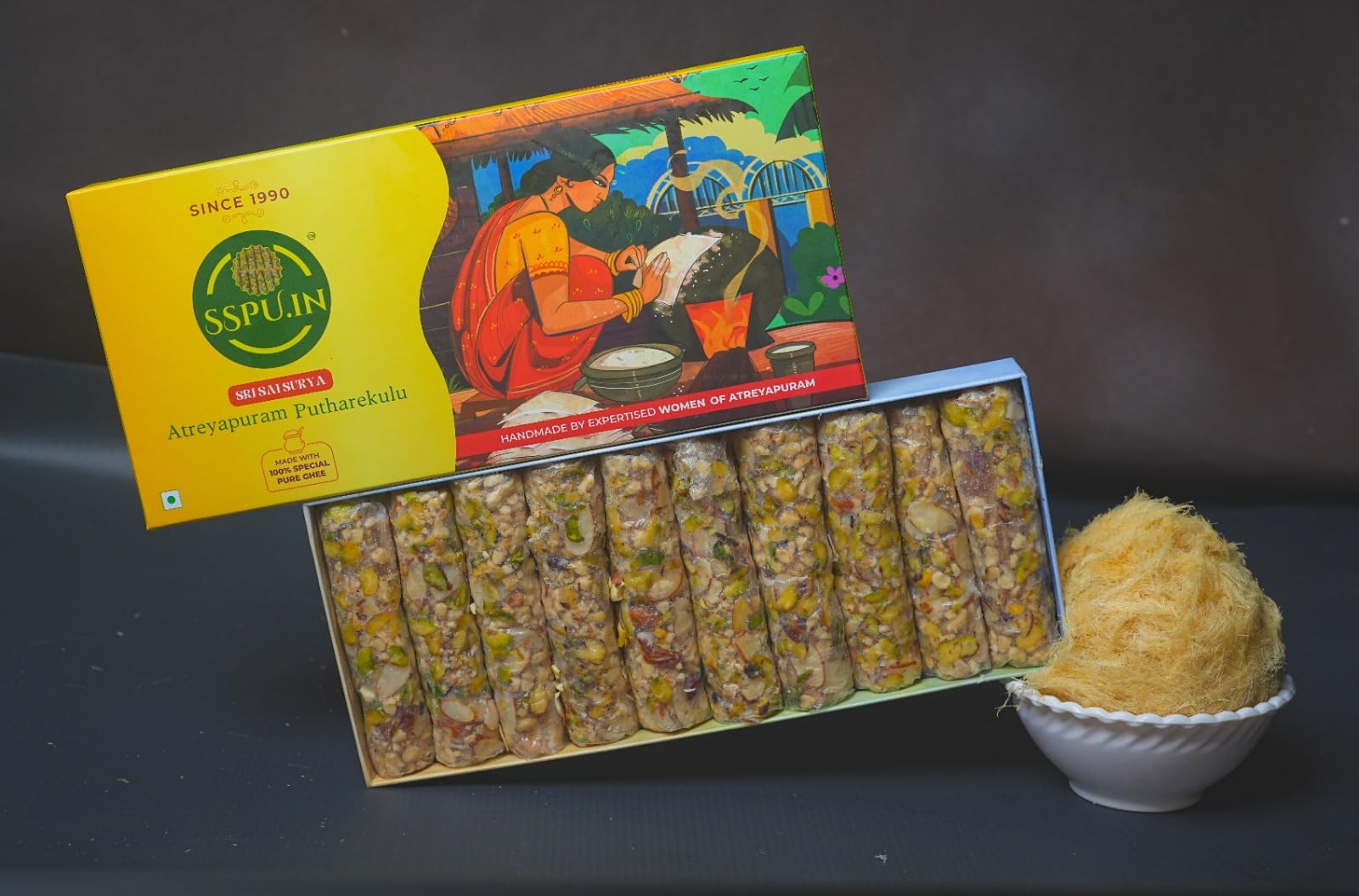 Papidi Putharekulu (Pootharekulu) | Delicious South Indian Snack | Premium Sweet Gift Hamper | 10 Pcs Box (500g)-image-11