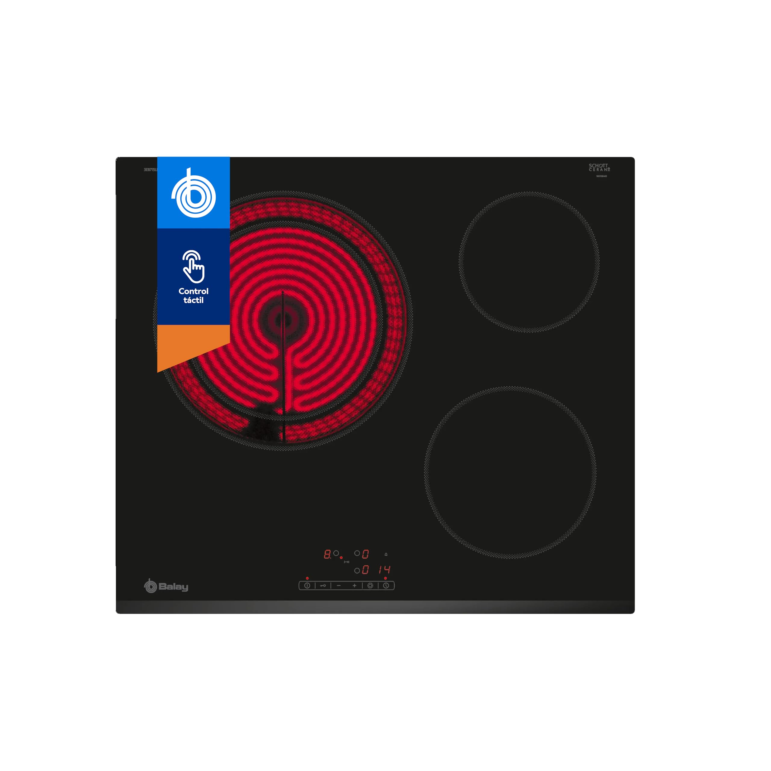 Balay - Placa vitrocerámica, 60 cm, Zona gigante doble de 21/​28 cm, Negro, sin marco inoxidable, 3EB715LR