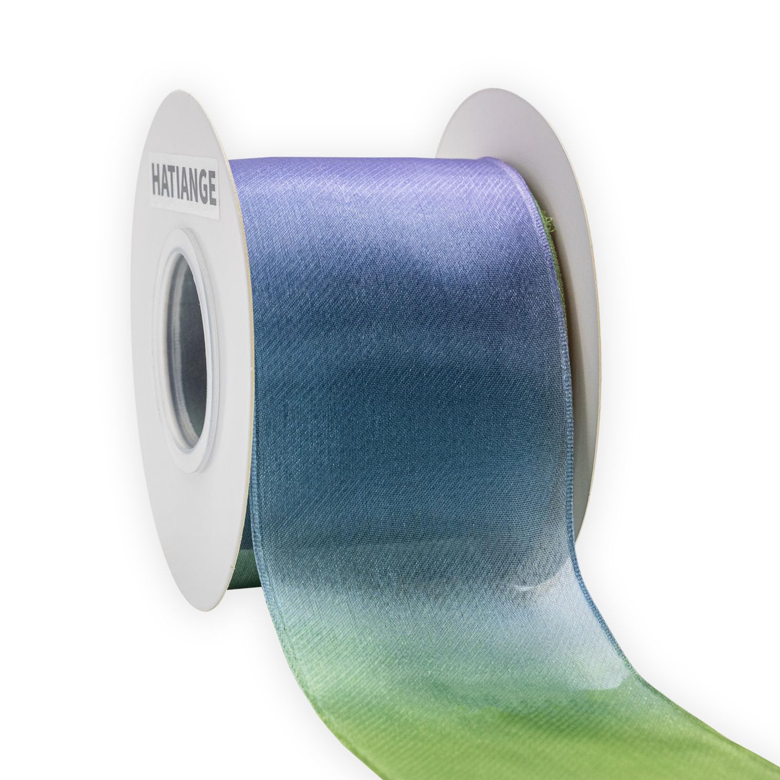 HATIANGE Rainbow Wired Sheer Ribbon, 6.3CM X 10 Meters, Organza Chiffon Ribbon for Gift Wrapping Crafts, Party Decoration