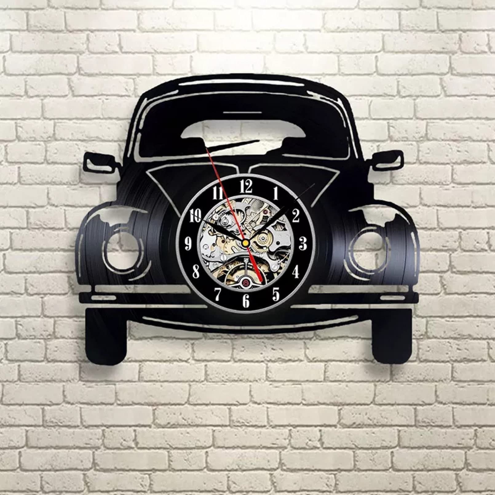 suhang Car Shape LED Wall Clock Design 3D Decorative Hanging Clocks with 7 Colors Lighting Wall Watch Home Decor Silent