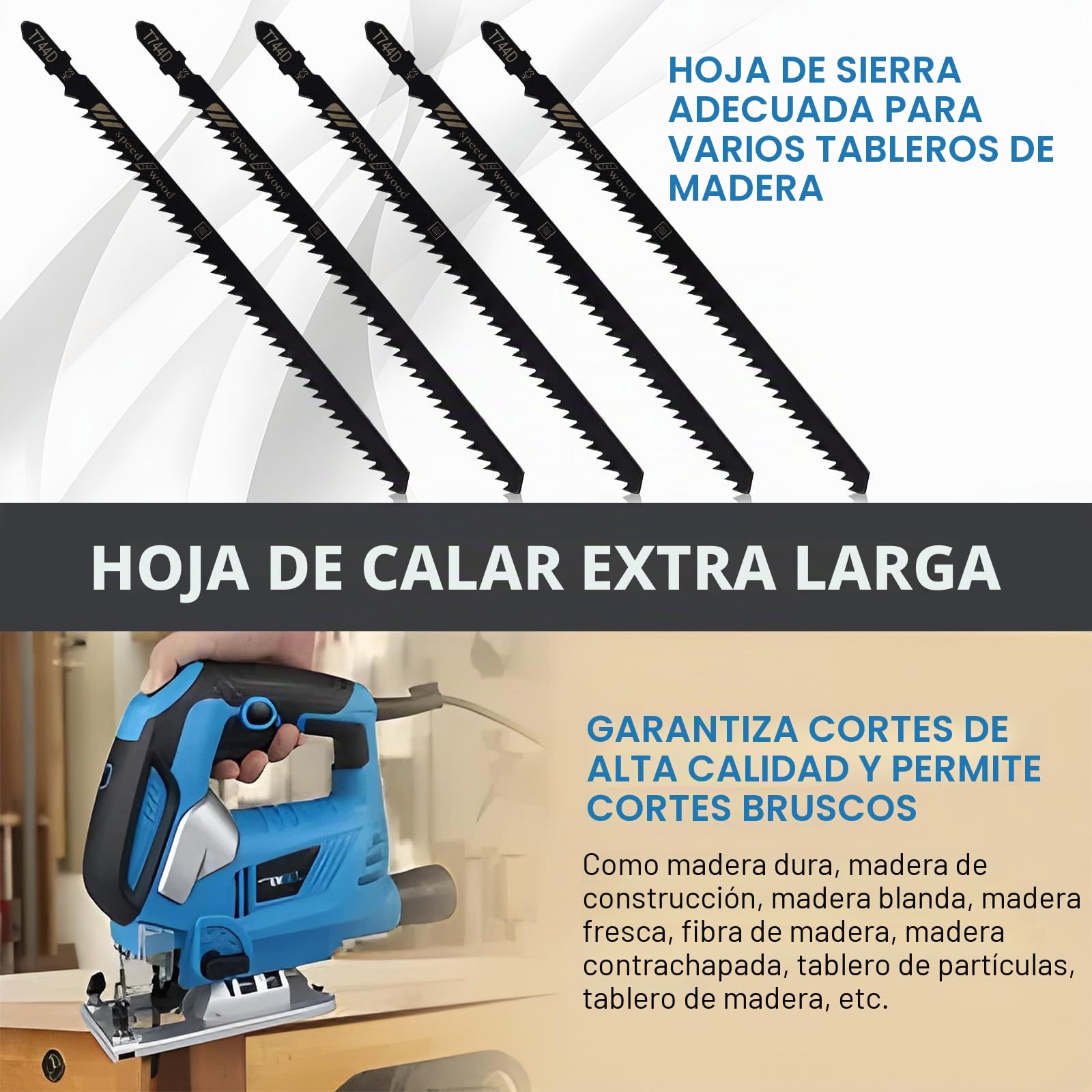 Rierousy Juego de 5 hojas de sierra de calar de metal, adecuadas para cortar madera, tubos de plástico y carne y huesos congelados