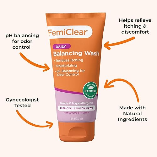 Miniatura 3 de FemiClear Lavado diario femenino calmante – Lavado de cuidado femenino para picazón y piel irritada, productos de higiene femenina, esenciales para