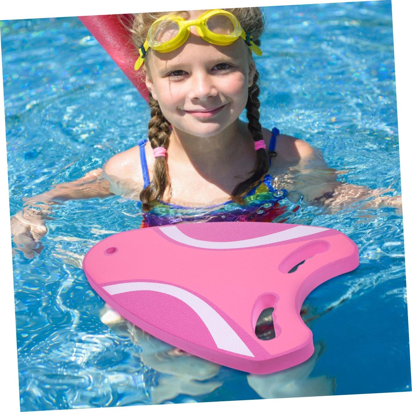 POPETPOP Swimming Training Kickboard for Beginner Swim Aid, Sturdy Swimming Pool Kick Board, Lightweight Floating Plate for Water Safety and Learning Random Color