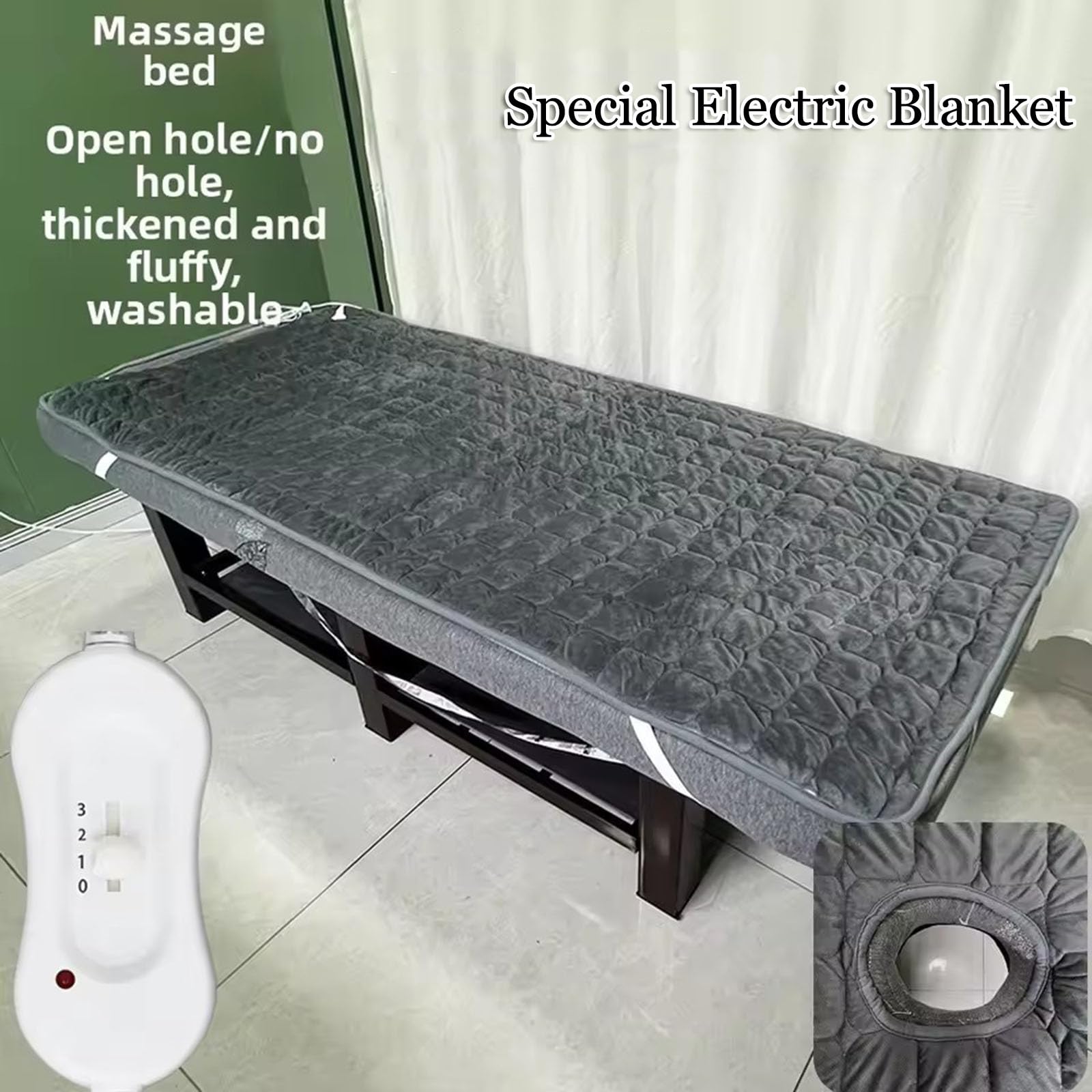 Chauffé Surmatelas pour Table De Massage,Matelas Chauffant Bed-Topper,Rembourrage De Lit-Spa avec Trou-Respiration Bandes-Élastiques,Couverture-Chauffante,Matelas en Velours Épais,150 * 80cm