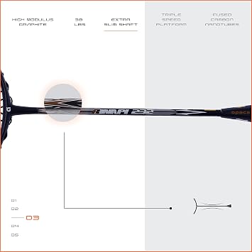 Apacs Finapi 232 (38 LBS, Made in Vietnam) 100% Japanese Graphite, High Modulus, High Power Unstrung Badminton Racket with Full Cover (Black)