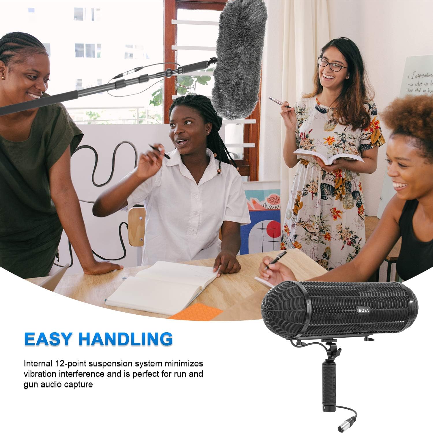 40% Off Discount Microphone Windshield Suspension System, BOYA BY-WS1000 Blimp Microphone Windshield Mount and Vibration Protection for 20-22mm Diameter Shotgun Microphones Compatible with Canon Nikon DSLR Camcorder