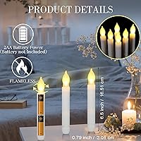 Vista 2 de Macarrie - Juego de 108 velas LED sin llama, con pilas, con luz parpadeante eléctrica, velas cónicas manuales, para decoración de Halloween, luz