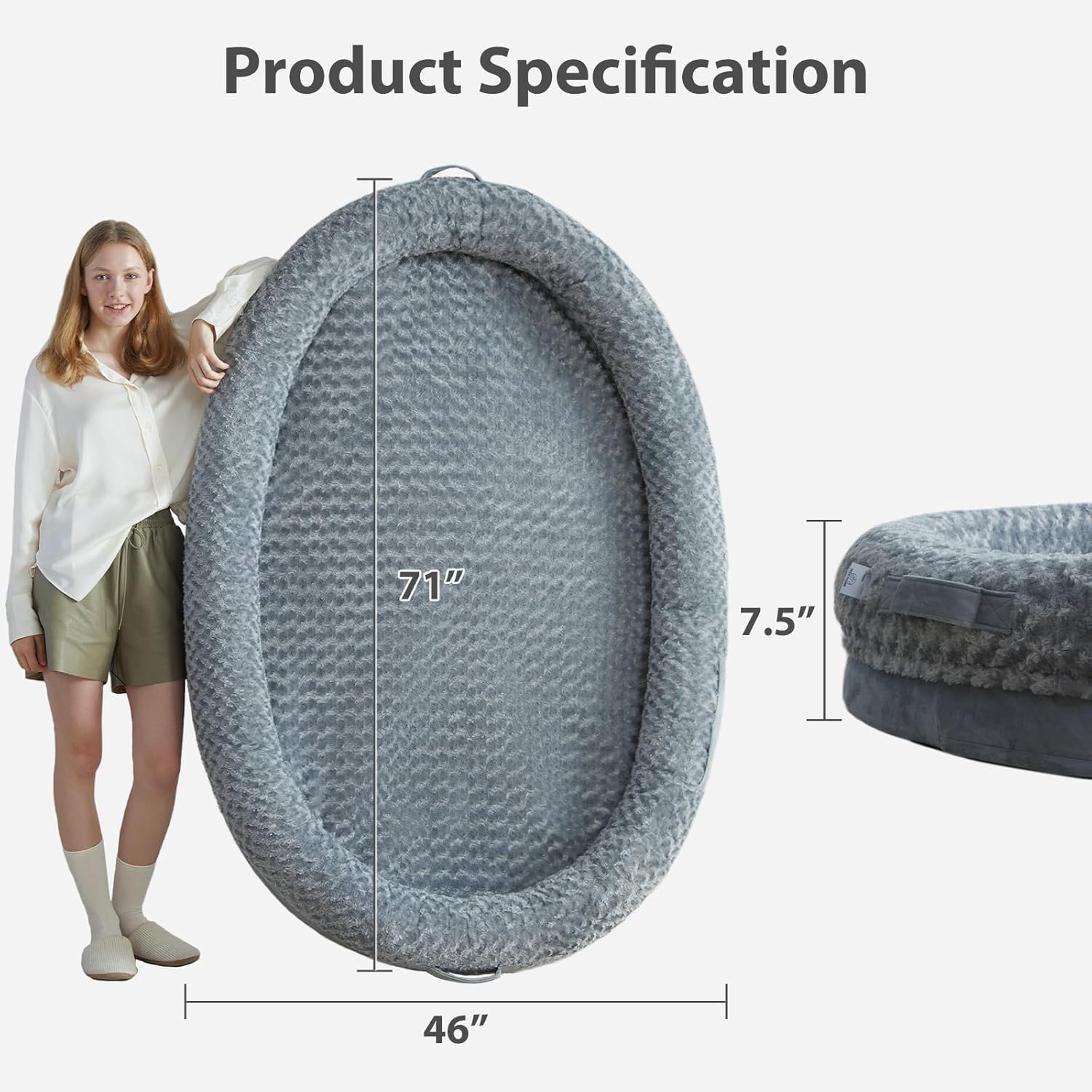 review Human Dog Bed for People Adults, 71x46 inches Dog Bed for Humans Size Fits You and Pets, Washable Faux Fur Orthopedic Human Dog Bed for People, Dog Bed for Humans