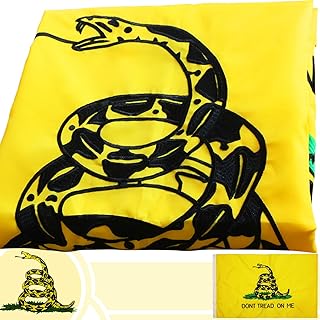Anley Série EverStrong Bordada Não Pise em Mim Bandeira Gadsden 3x5 Pés - Bordado e Cabeçalho de Lona para Serviços Pesados - 4 Linhas de Costura com Trava - Bandeiras de Nylon Gadsden