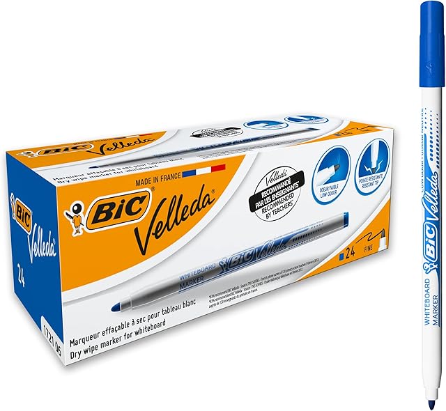 BIC Velleda 1721 Whiteboard Pens - Blue, Box of 24