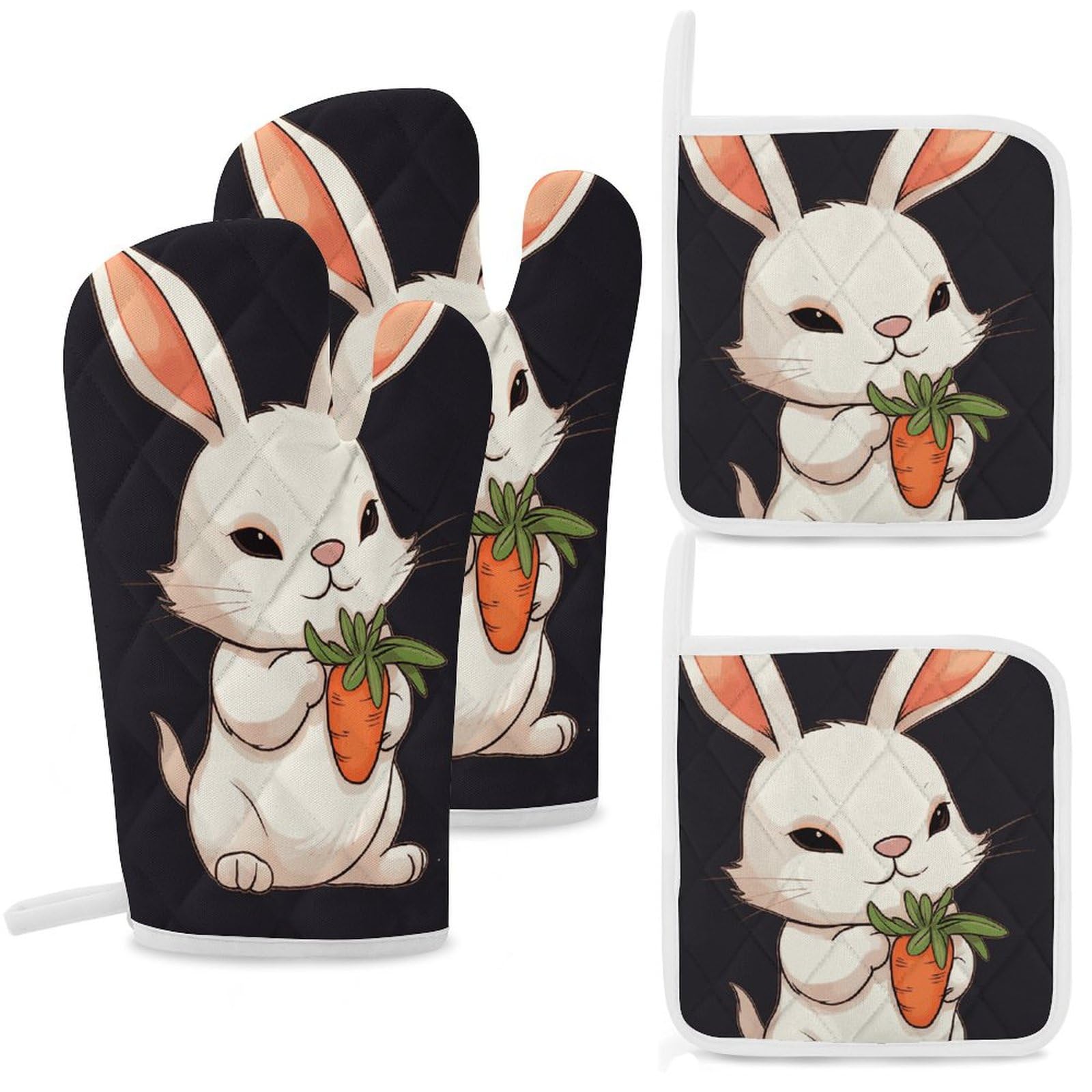Gants de cuisine en coton lapin carotte : parfaits pour vos barbecues et vos instants pâtisserie