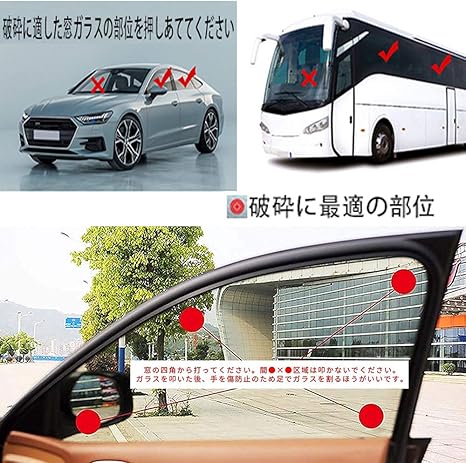 Amazon Dishiley車緊急 脱出用ハンマー 車の窓ガラス ツール レスキューハンマー 割る道具 3枚セット シートベルトカッター付き 自動車用 家用 合金安全 ヘッド 車用安全緊急ハンマー 防災グッズ 女性と年配の方でも使える 多機能 一秒脱出 水中適用 車