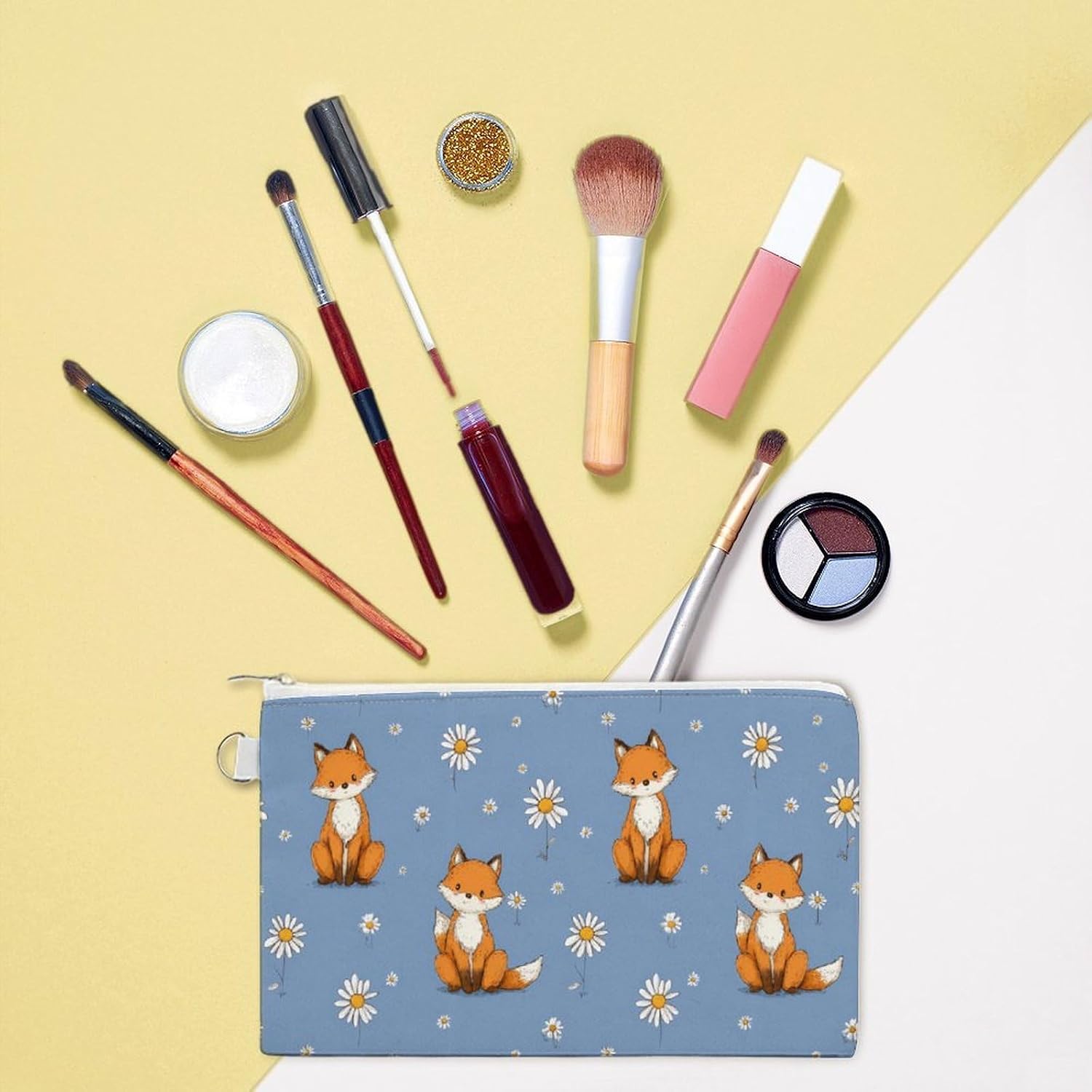 Fox Print Coin Purse Pouch Change Holder With Zip Canvas Clutch Card Wallet for Women Men