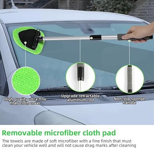 Miniatura 3 de Herramienta de limpieza de parabrisas de automóvil y cepillo de desempañamiento de vidrio, mango de plástico ABS retráctil y cepillo de limpieza de