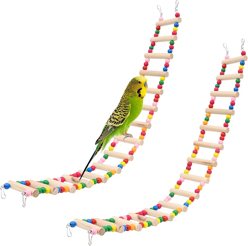 Escada Ponte para Aves de Madeira Natural com 15 Degraus DVHEY – 73,0 x 8,0 cm