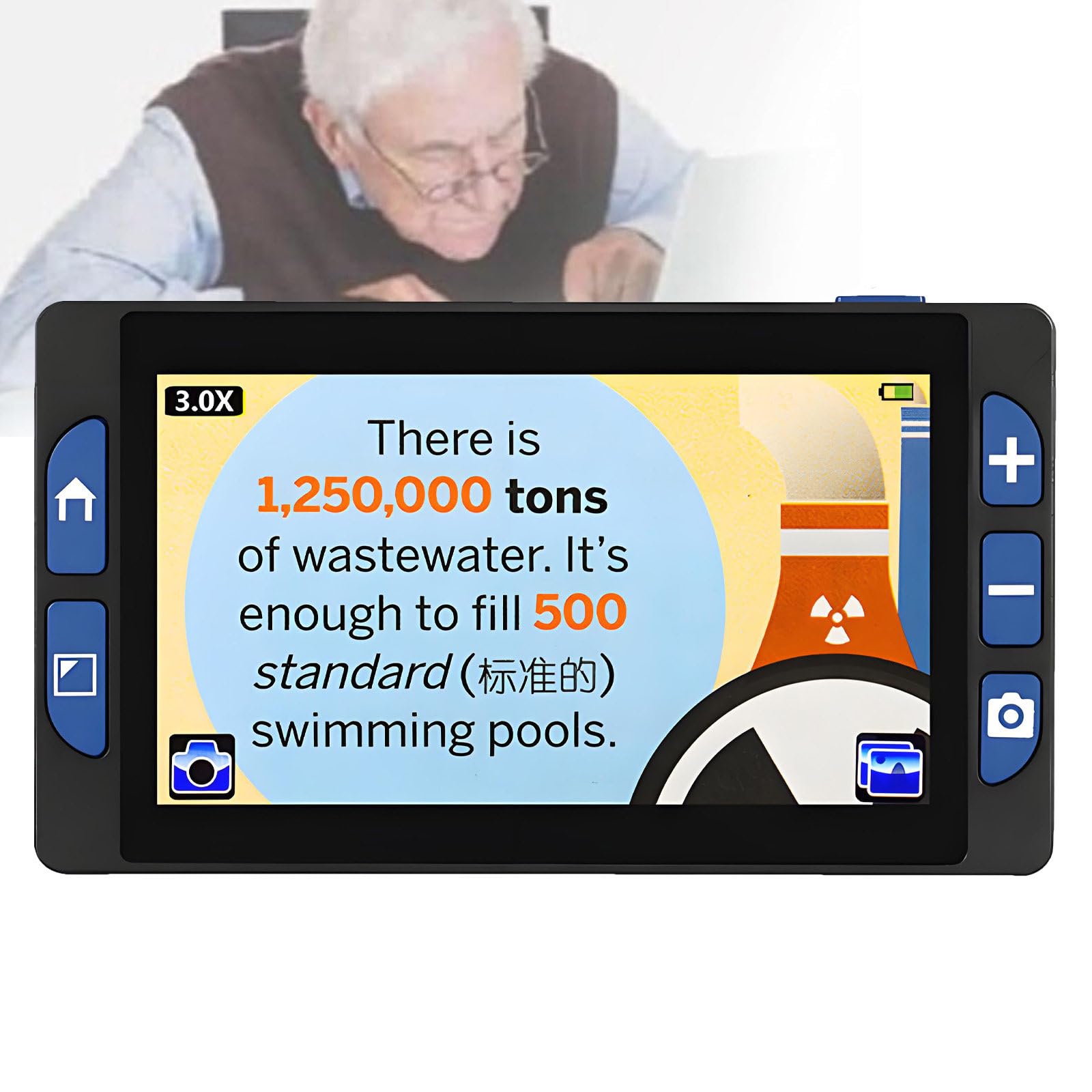 NYANS 5.5 Inch Handheld Portable Digital Magnifier, 5.5-inch Touch Screen, 3-32X Zoom Foldable Handle, Video Digital Magnifier for Seniors, Low Vision, Books, Pages, Magazines