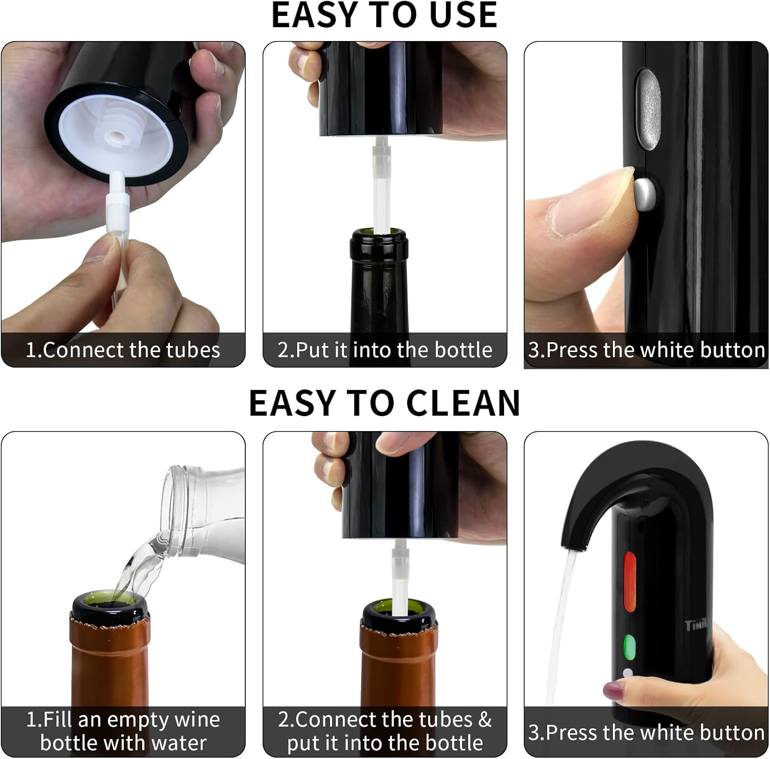 Wine Aerator Electric Pourer Portable One-Touch Wine Decanter Multi-Smart Automatic Filter Wine Dispenser with Red-ray Visible Window & USB Rechargeable for Home, Bar/Travel