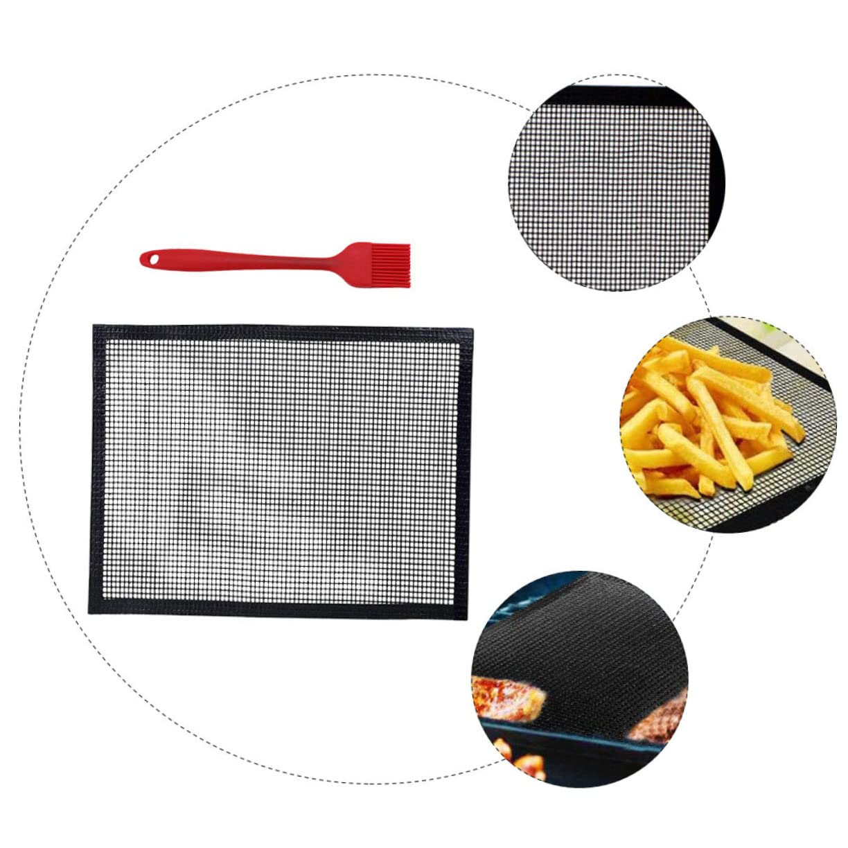 BESPORTBLE 3 Piezas Rejilla De Malla a La Parrilla Barbacoa Aire Parrilla De Barbacoa De Malla Accesorios para Asar a La Parrilla Aire Barbacoa No Black Fibra De Vidrio