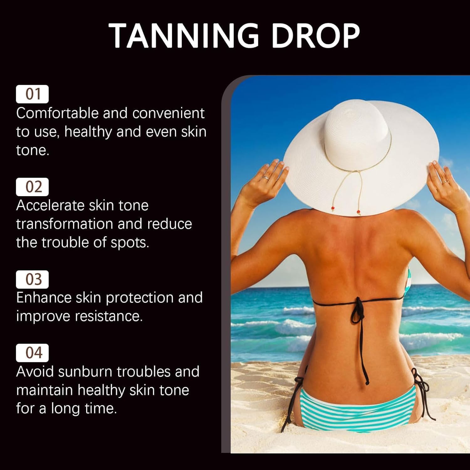 Tanning Drops, 2Fl Oz Sunless Tanning Drops To Drink, Bronzing Tanner for Face and Body, Long-Lasting Tans Without Sun, Enhancing Natural Skin Tone for All Skin Types - Image 4