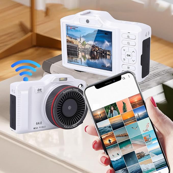 Cámara XUMIUZIY 64MP 4K Zoom Digital WiFi 2.8 pulg. Blanca miniatura 5
