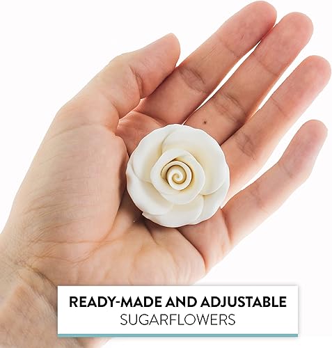Miniatura 3 de Global Sugar Art Rose Premium White - Flores de azúcar medianas, sin alambres, 16 unidades por el chef Alan Tetreault