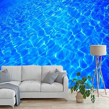 Ocean Ripples 3D Print Wallpaper, Fresh Sea Level Peel and Stick Self-Adhesive Removable Wall Mural,for Bedroom Living Room TV Background Sofa Wall,48" W x 36" H-PVC