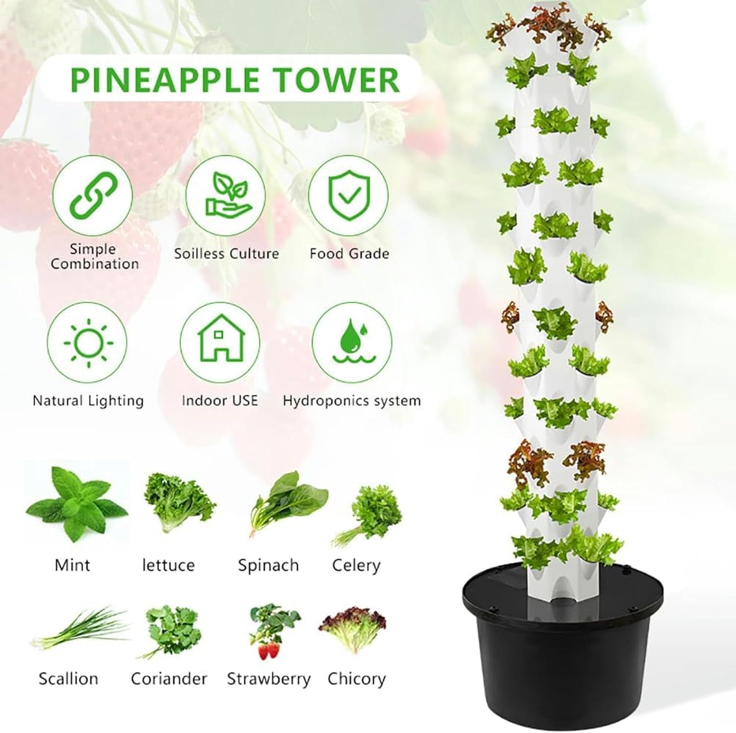 FLTRGO Hydroponics Growing System 32/48 Pods Vertical Hydroponics Tower Aeroponics Growing Kit, Smart Garden Planter Herbs Germination Kit with Hydrating Pump, Adapter, Net Pots