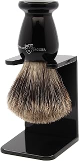 Edwin Jagger Pincel para barbear de pêlo de texugo com suporte, preto