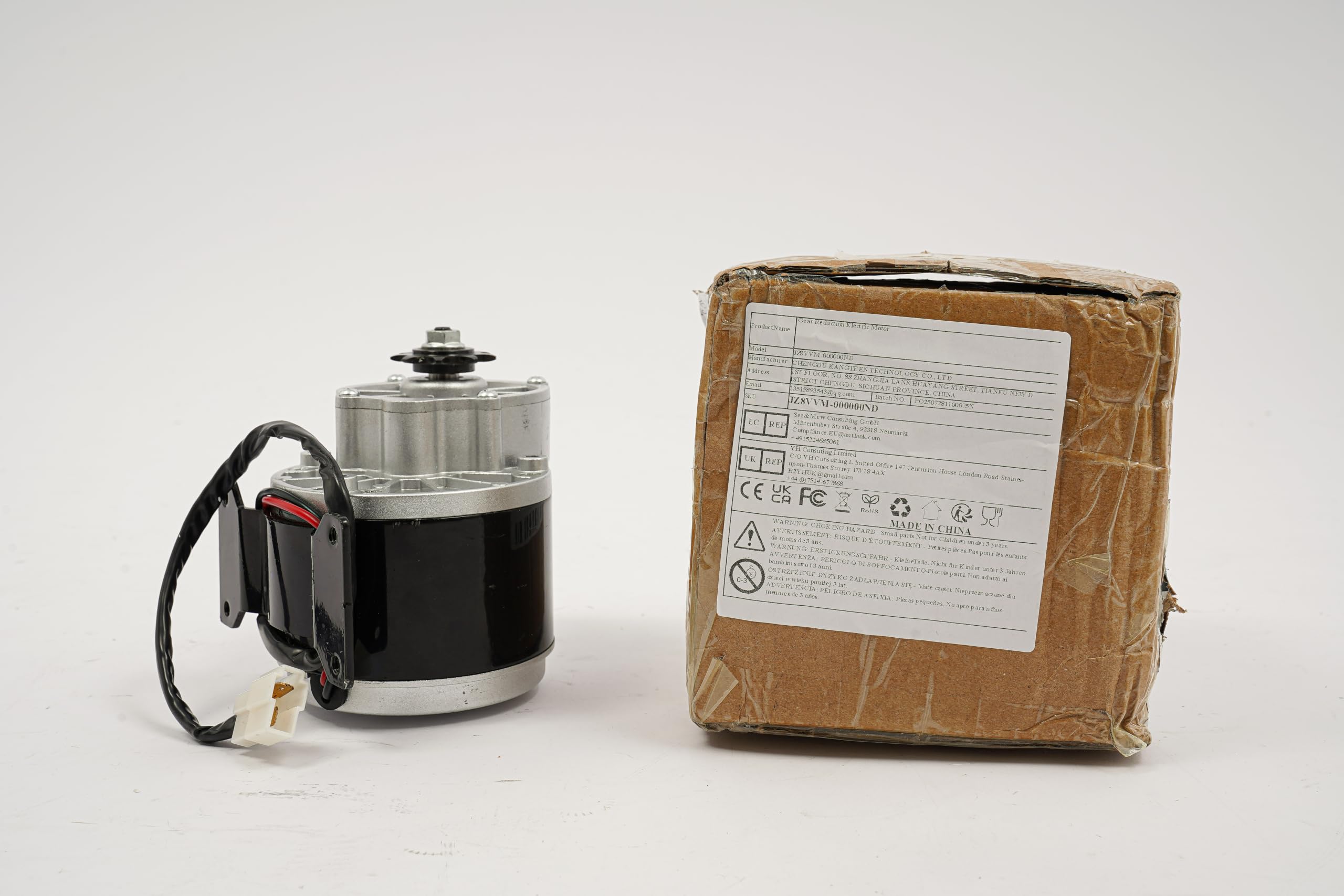 Silnik elektryczny z przekładnią, 9,57,512,8 cm, czarno-srebrny,