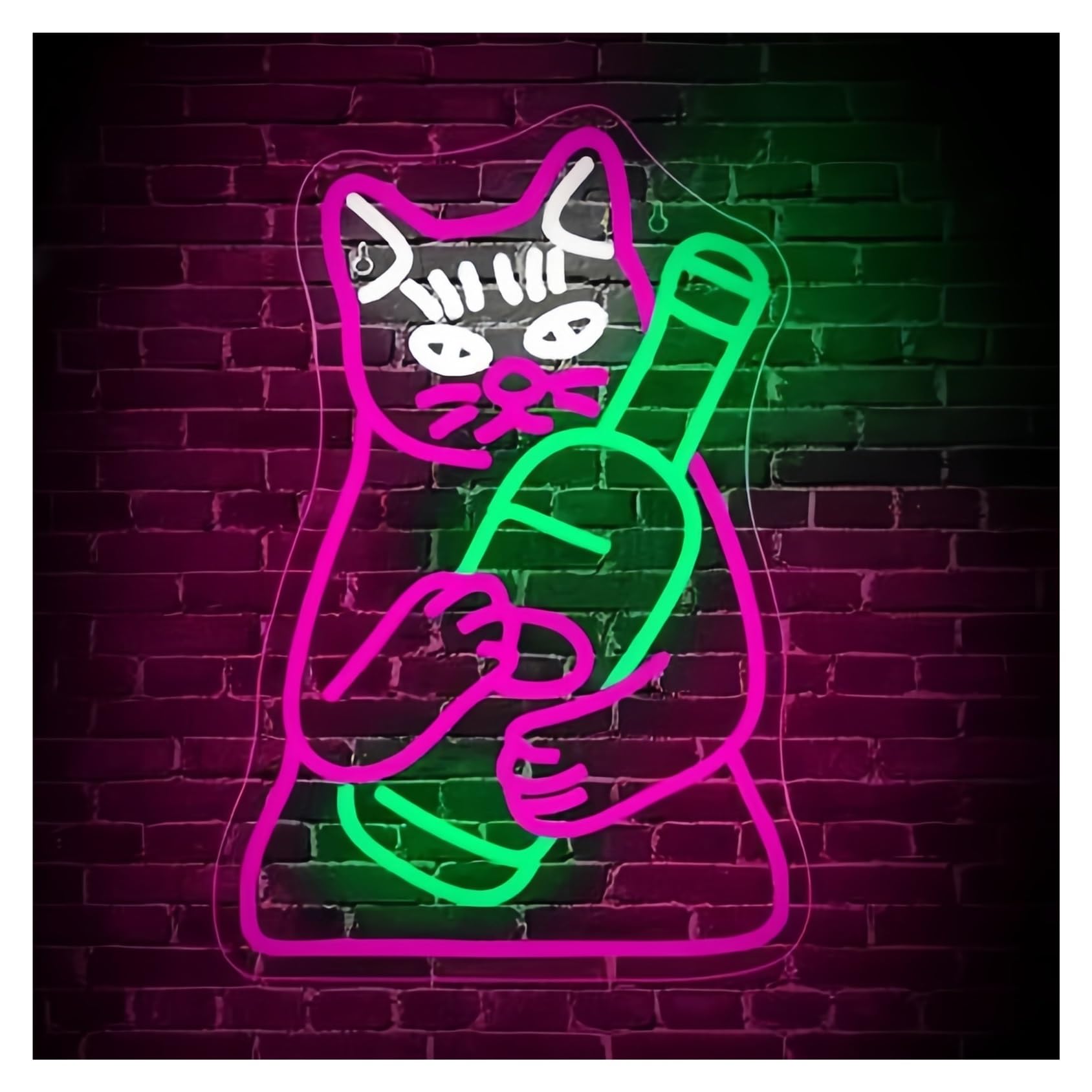 LEMST Sign Lamp Beer Bottle Neon Signs USB Powered, Cat Beer Neon Lights Suitable for Party Wall Decor Commercial Signs 29.5cmx40cm