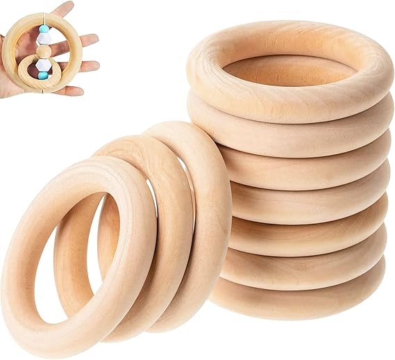 REAQUE Holzringe 70mm X 10mm - 10 Stück Natur Holz Kreise Für DIY Basteln