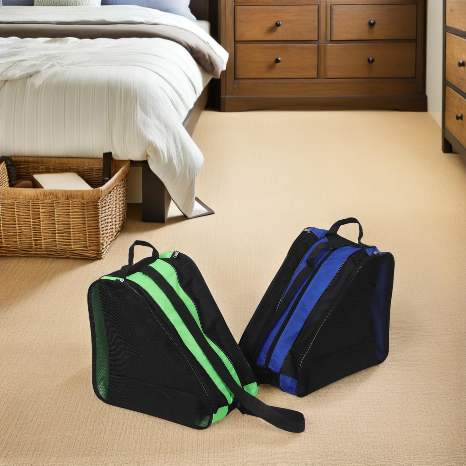 BESTonZON Borsa per Pattini a Rotelle 2 Pezzi, Grande Capienza | Tessuto Oxford Resistente alle Intemperie, Tracolla Regolabile e Scomparti Separati, per Bambine