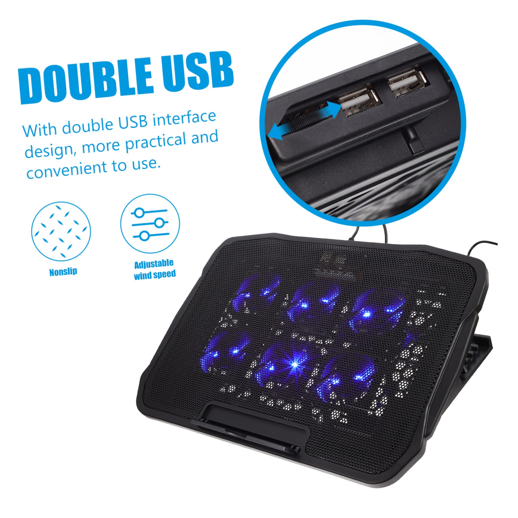SHINEOFI Support Surélevé pour Ordinateur Portable avec Double Port USB Dissipateur De Chaleur Et Réglable Support De Refroidissement Pratique pour Bureau Et Domicile Soulage La Douleur CER