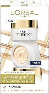 L'Oréal Paris Firming Face Care Set for Mature Skin with Anti-Ageing Day Cream and Night Cream Against Age Spots, with Collagen AS Fragments, Age Perfect Pro Collagen Expert, 2 x 50 ml