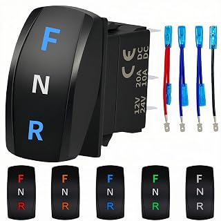 F N R Rocker Switch 12V-24V DC 7 Pin DPDT 3 Way Switch Self-Lock, Marine Heavy Duty Toggle Switch ON-Off-ON, Forward/Reverse Switch with Jumper Wires for Golf Cart Toy Car Boat (Blue)