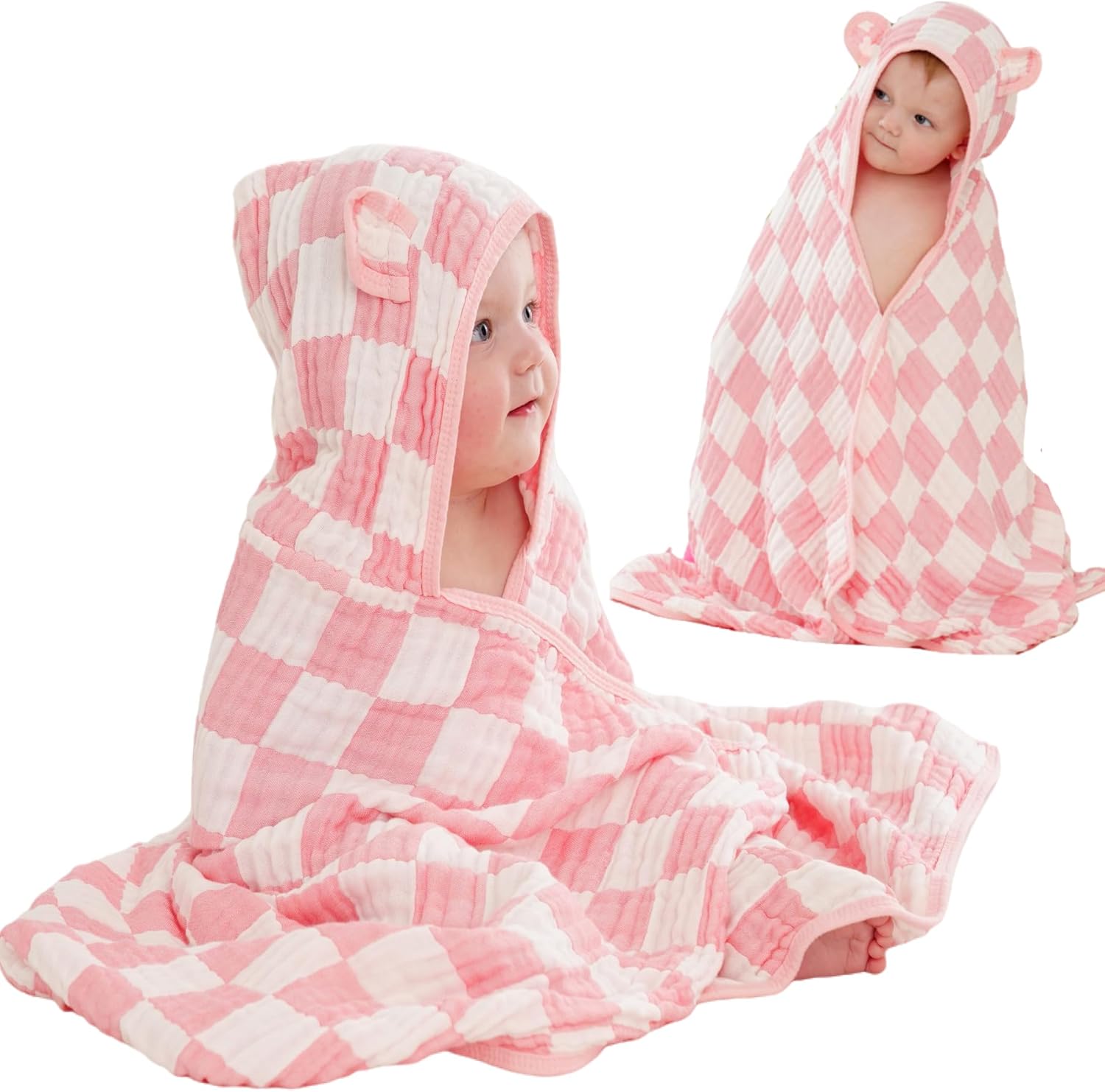 Ultra-Soft Muslin Toddler Hooded Towel - 55 x 28 Inches, Ideal for Bath & Beach, Suitable for Both Boys & Girls from Newborns to Toddlers