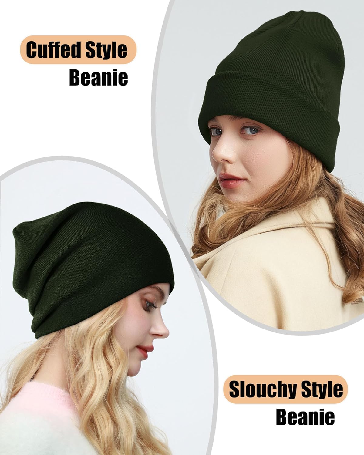Satin Lined Beanie Hat for Women Men, Wool Knit Cuffed Silk Lining Fisherman Beanies Slouchy Warm Winter Hats Skull Cap - Image 4