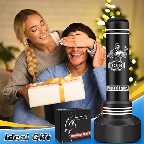 Miniatura 7 de Saco de boxeo independiente para adultos, bolsa de boxeo de 70 pulgadas con soporte para patadas, bolsa pesada con guantes de boxeo y bomba de aire