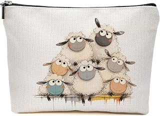 JIUWEIHU Sheep Gifts Makeup Bag Lambs Cosmetic Bag Travel Toiletry Bags | Makeup Pouch Christmas Graduation Birthday Gifts for Women Girls Sheep Lovers teacher Friends Daughter Sister Niece Coworker