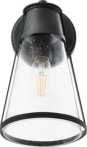 Miniatura 4 de Jaxon - Aplique de pared para exteriores de metal y vidrio sembrado, zinc envejecido