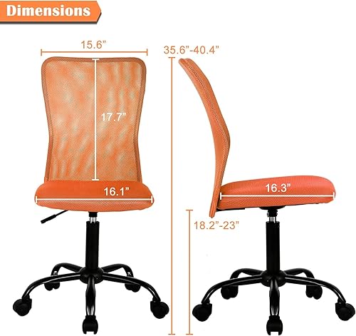 Miniatura 2 de Sillas ergonómicas, bonita silla de escritorio de oficina ajustable sin brazos con respaldo de malla y asiento grueso suave, cómoda silla giratoria
