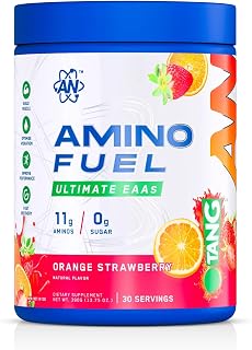 an Supps Amino Fuel | Essential Amino Acids Powder | 9g EAA, 6g BCAA | Build Muscle, Optimize Hydration | Energy & Workout Supplement for Men & Women | Tang Orang Strawberry | 30 Servings