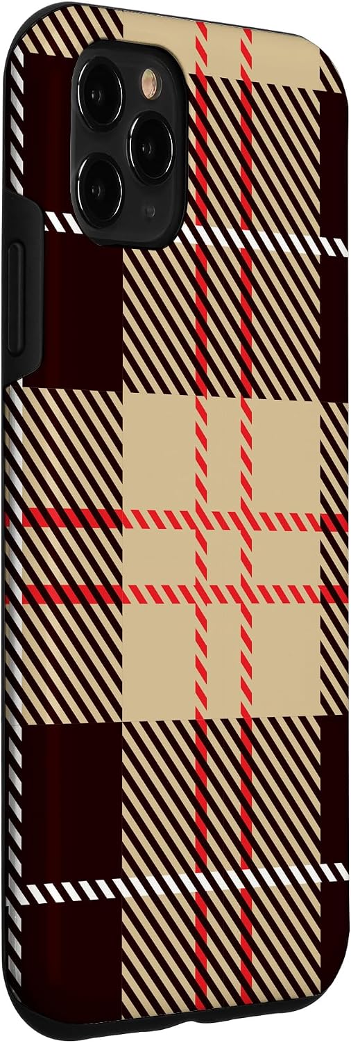 Tartan Plaid Tan Beige Red Black Fashion Case for iPhone 11 Pro Max