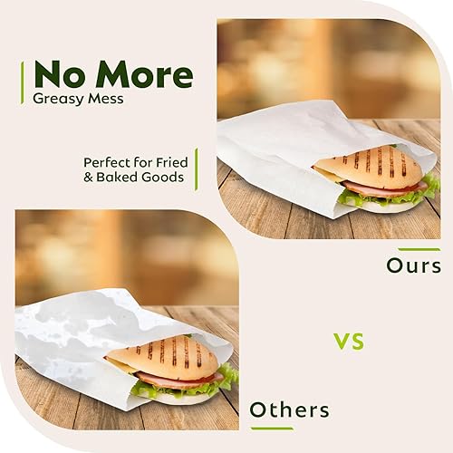 Miniatura 7 de Resistente a la grasa - Bolsas de papel con fuelle para sándwich - Blanco (1000 unidspaquete) (6 x 0,75 x 6,75)