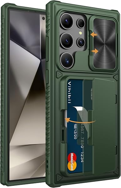 Vihibii for Samsung Galaxy S24 Ultra Case Wallet with Card Holder, Green